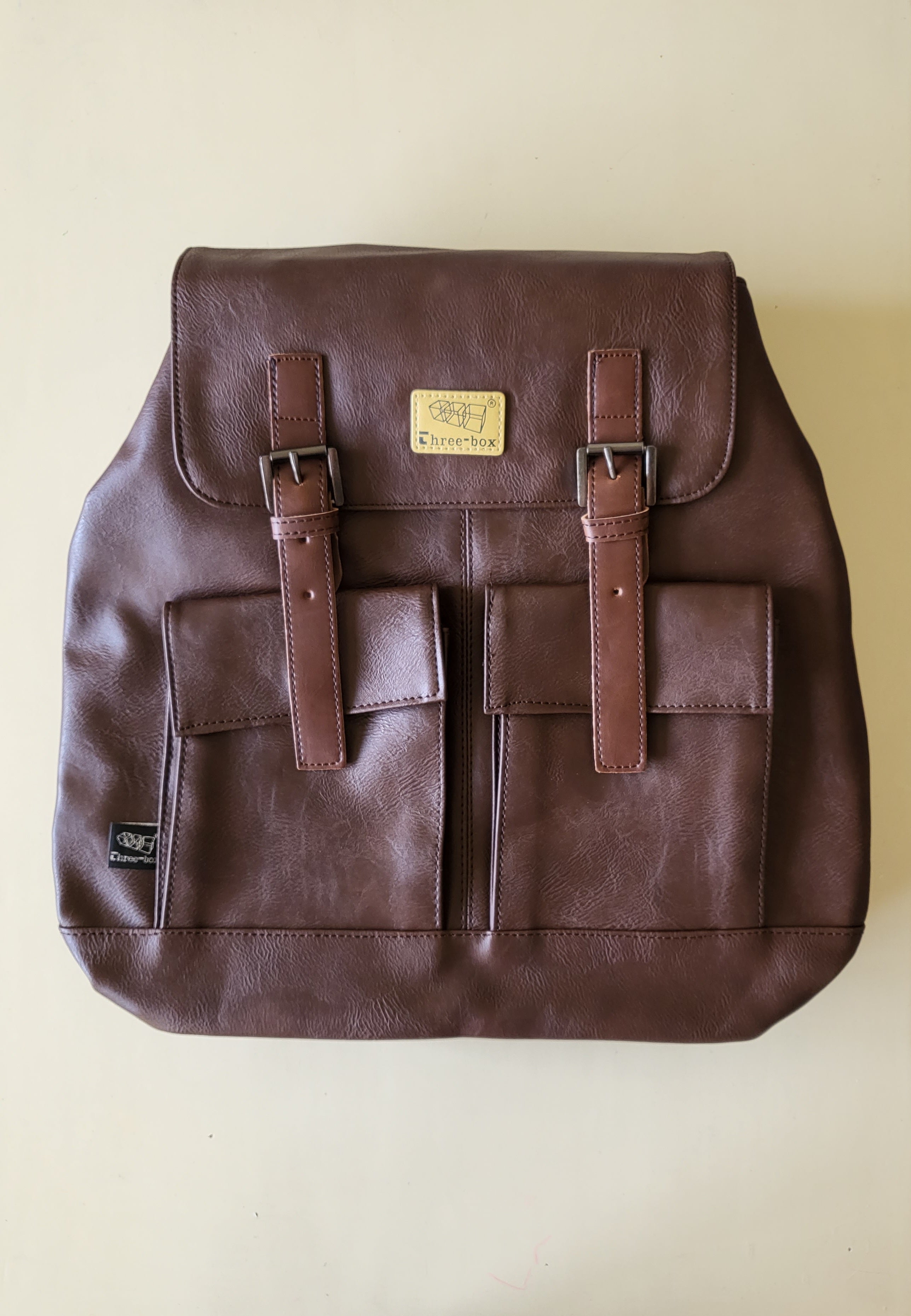 THREE-BOX Classic Leather Backpack