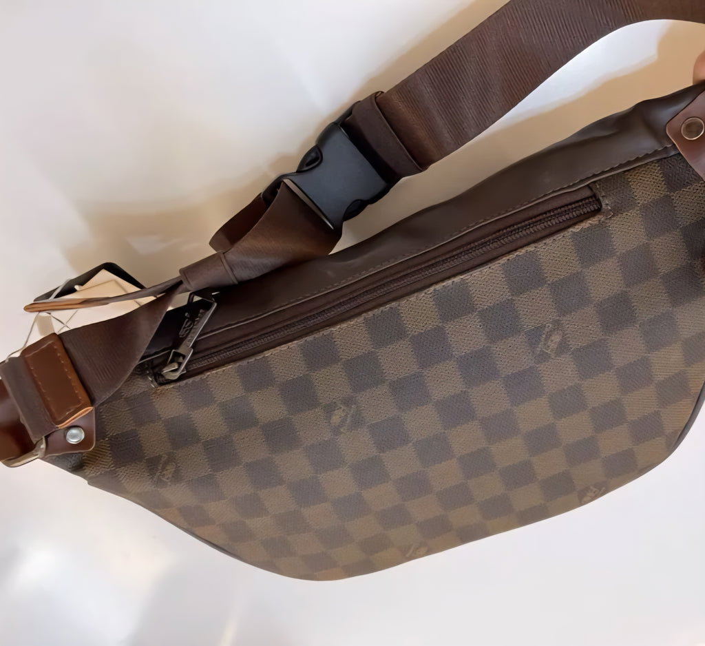 THREE-BOX Damier Chest/ Sling Bag Leather Cross-Body Bag