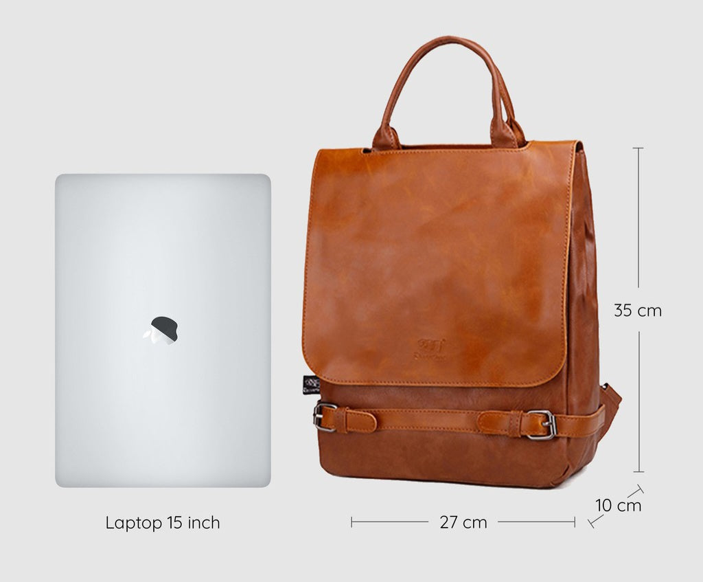 THREE-BOX Business Chic Stylish Leather Backpack
