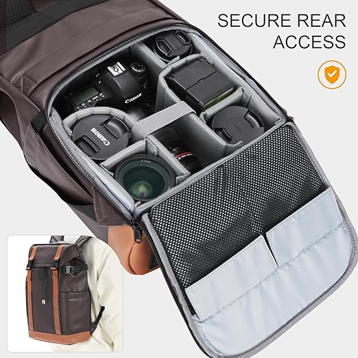 TARION Camera Backpack Professional Photo Leather Backpack - Brown