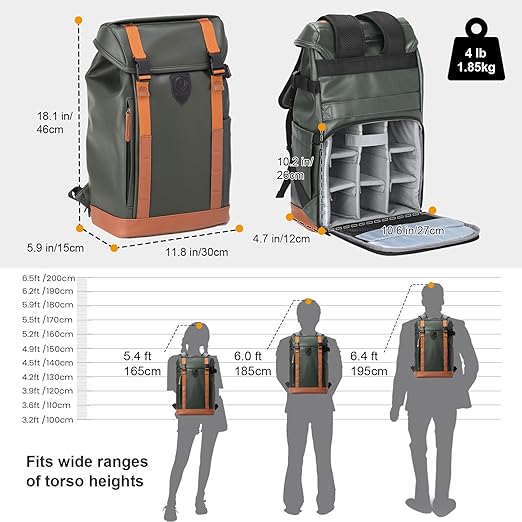 TARION Camera Backpack Professional Photo Leather Backpack - Green
