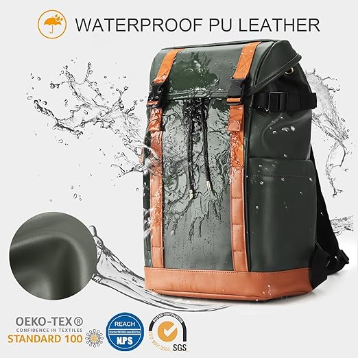 TARION Camera Backpack Professional Photo Leather Backpack - Green