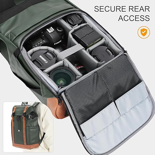 TARION Camera Backpack Professional Photo Leather Backpack - Green