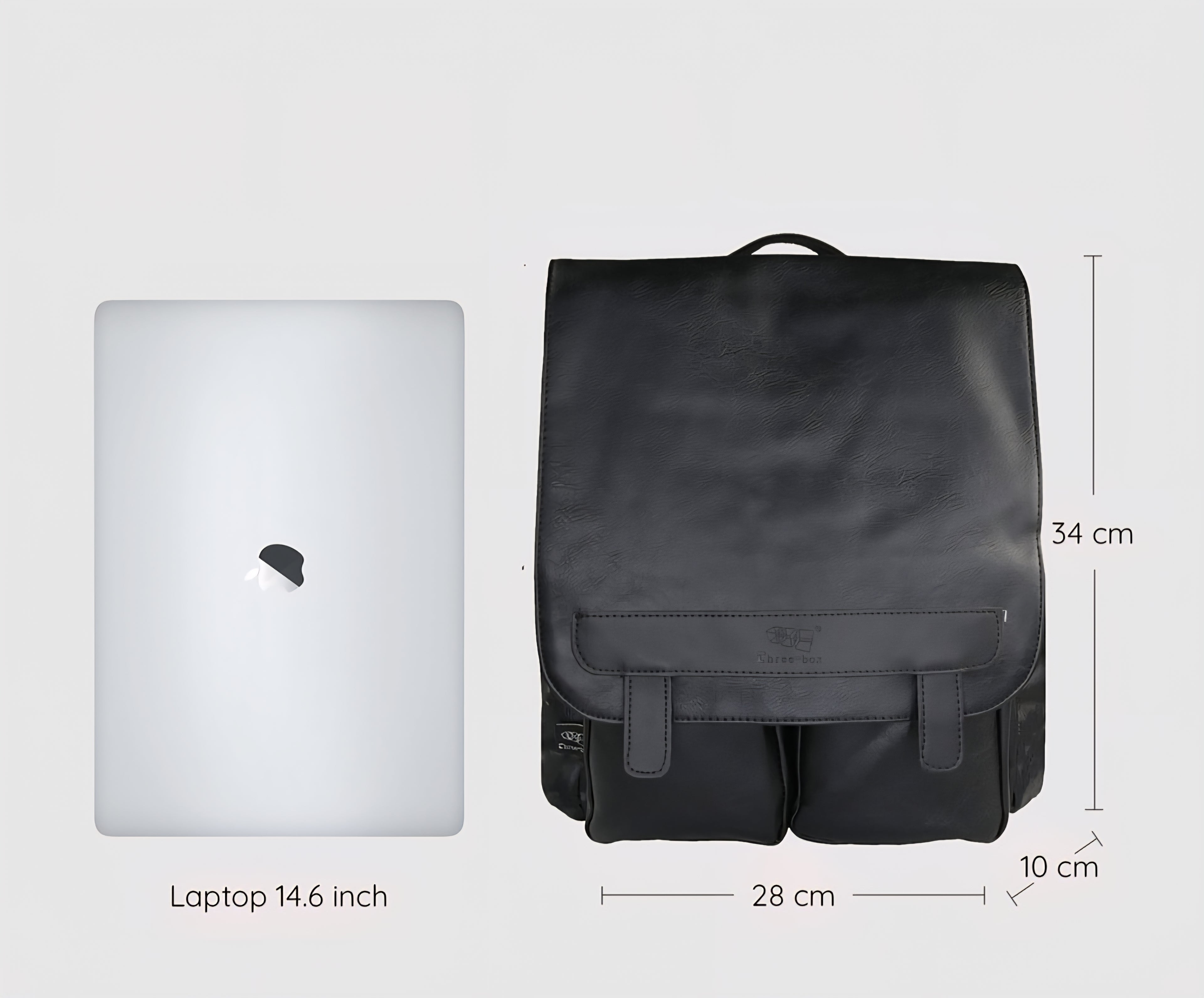 THREE-BOX Classic Chic Leather Backpack