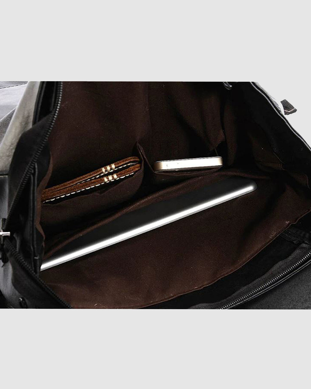 THREE-BOX 15.6" Laptop Large Capacity Unisex Leather Backpack