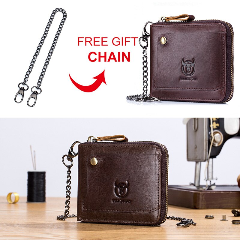 BULLCAPTAIN Bi-Fold Wallet Genuine Leather Multi Card Holder Wallet