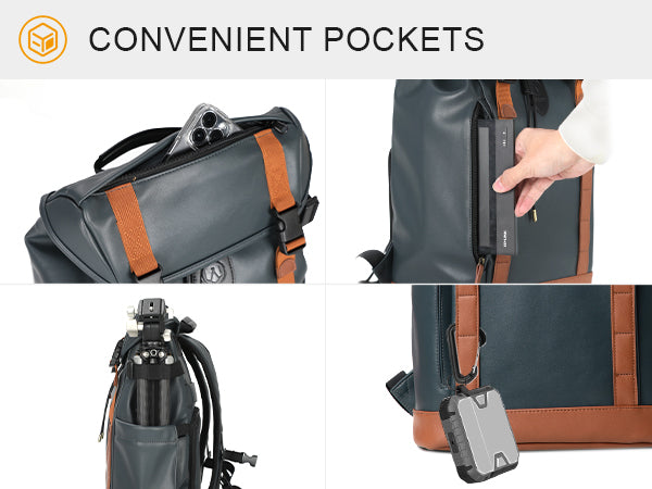 TARION Camera Backpack Professional Photo Leather Backpack  - Blue