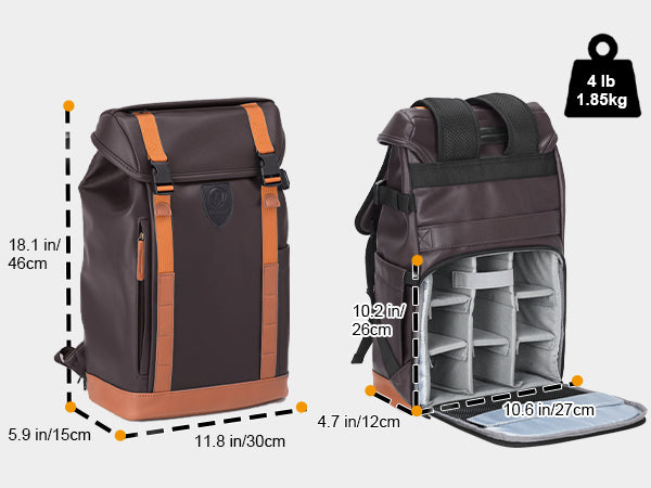 TARION Camera Backpack Professional Photo Leather Backpack - Brown