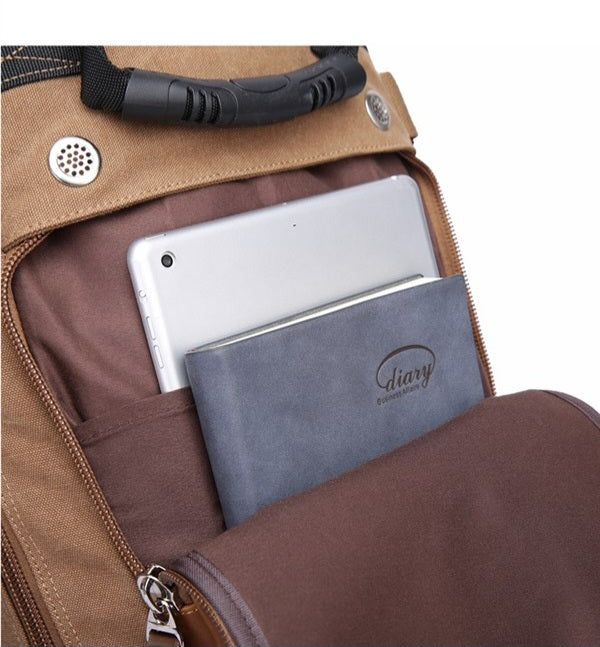 KAKA Vintage Large Capacity Canvas Outdoor Travel Luggage Backpack