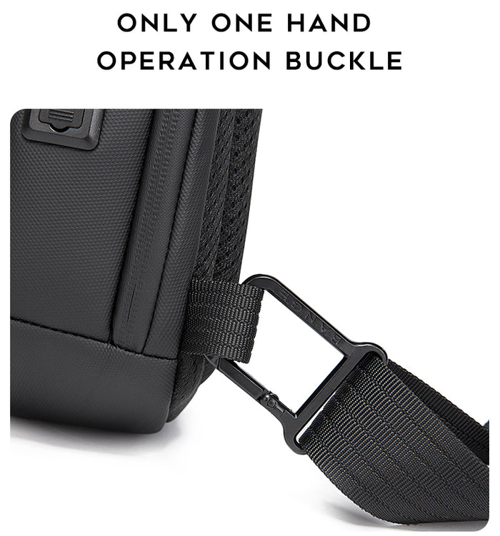 BANGE Waterproof Hard Shell Cross-Body Chest-Bag with USB Charging Port