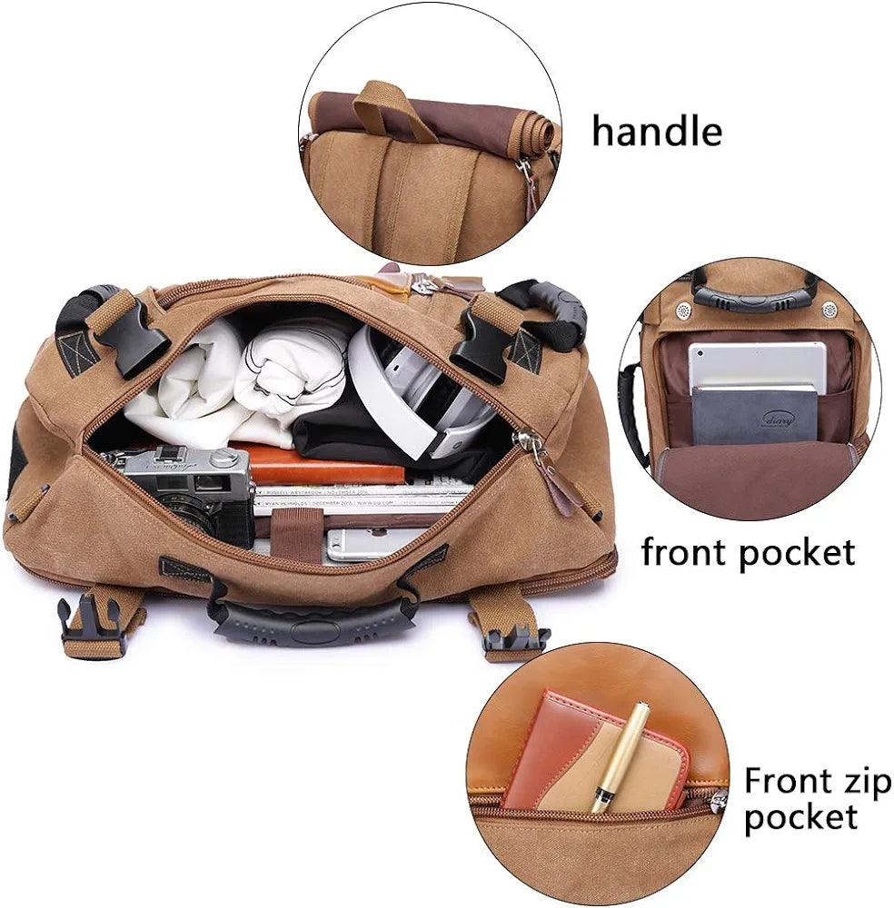 KAKA Vintage Large Capacity Canvas Outdoor Travel Luggage Backpack
