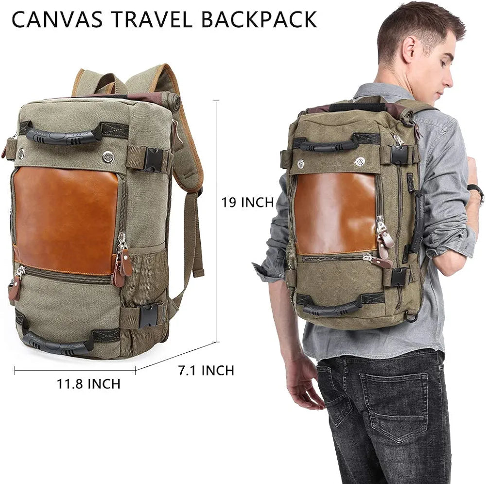 KAKA Vintage Large Capacity Canvas Outdoor Travel Luggage Backpack