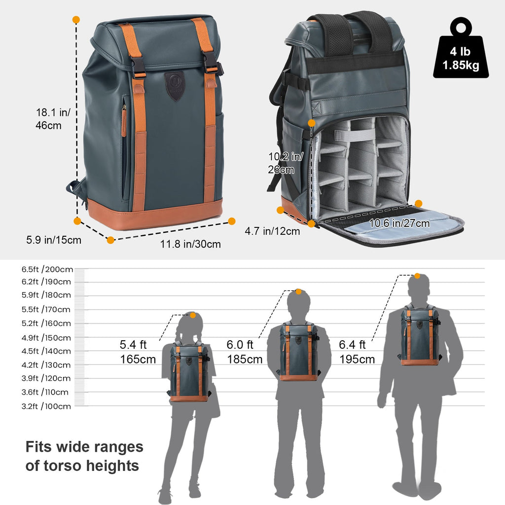 TARION Camera Backpack Professional Photo Leather Backpack  - Blue