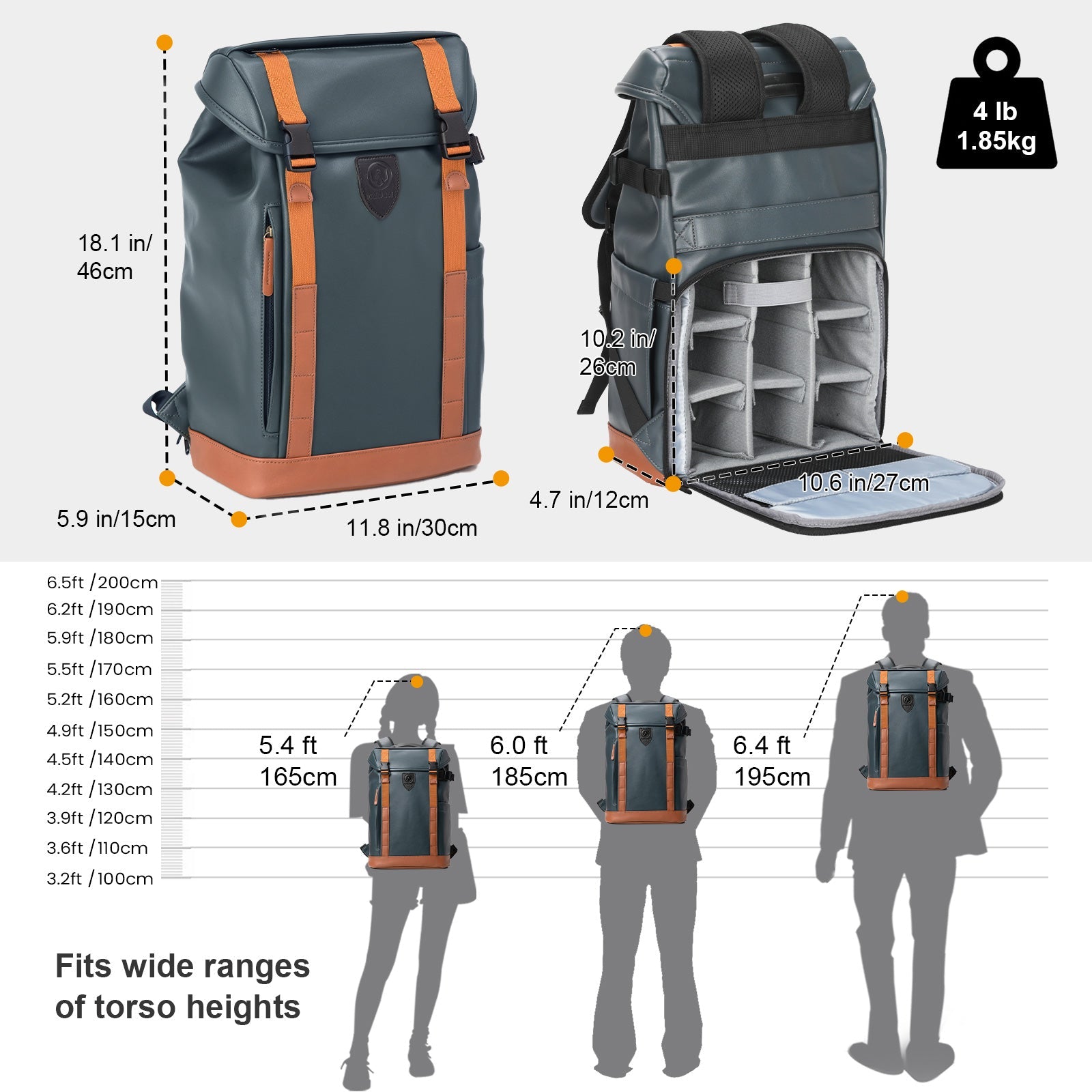 TARION Camera Backpack Professional Photo Leather Backpack  - Blue