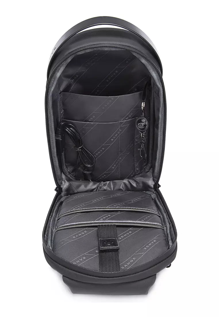 BANGE Waterproof Hard Shell Cross-Body Chest-Bag with USB Charging Port