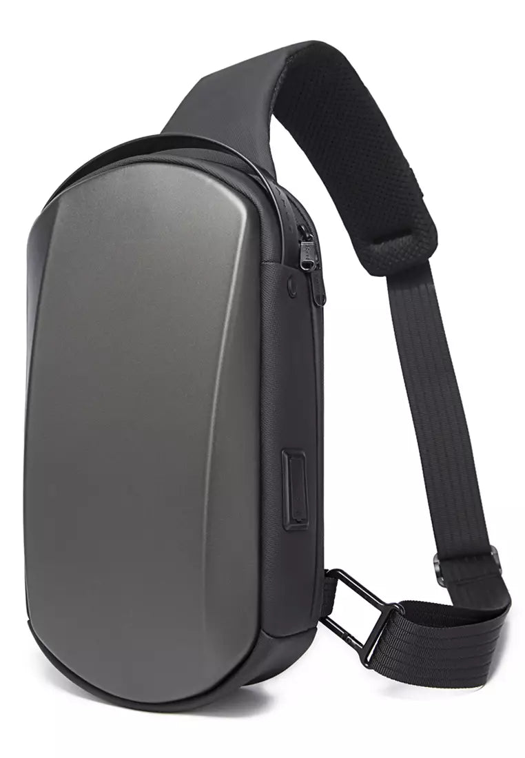 BANGE Waterproof Hard Shell Cross-Body Chest-Bag with USB Charging Port