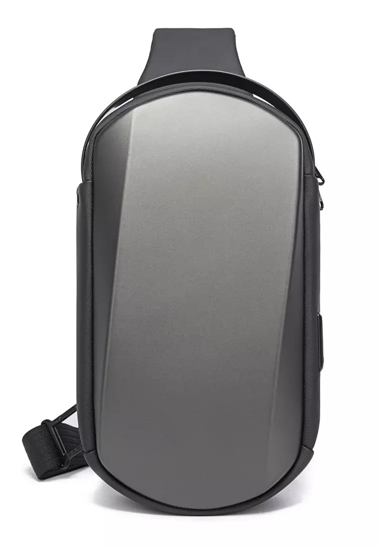 BANGE Waterproof Hard Shell Cross-Body Chest-Bag with USB Charging Port
