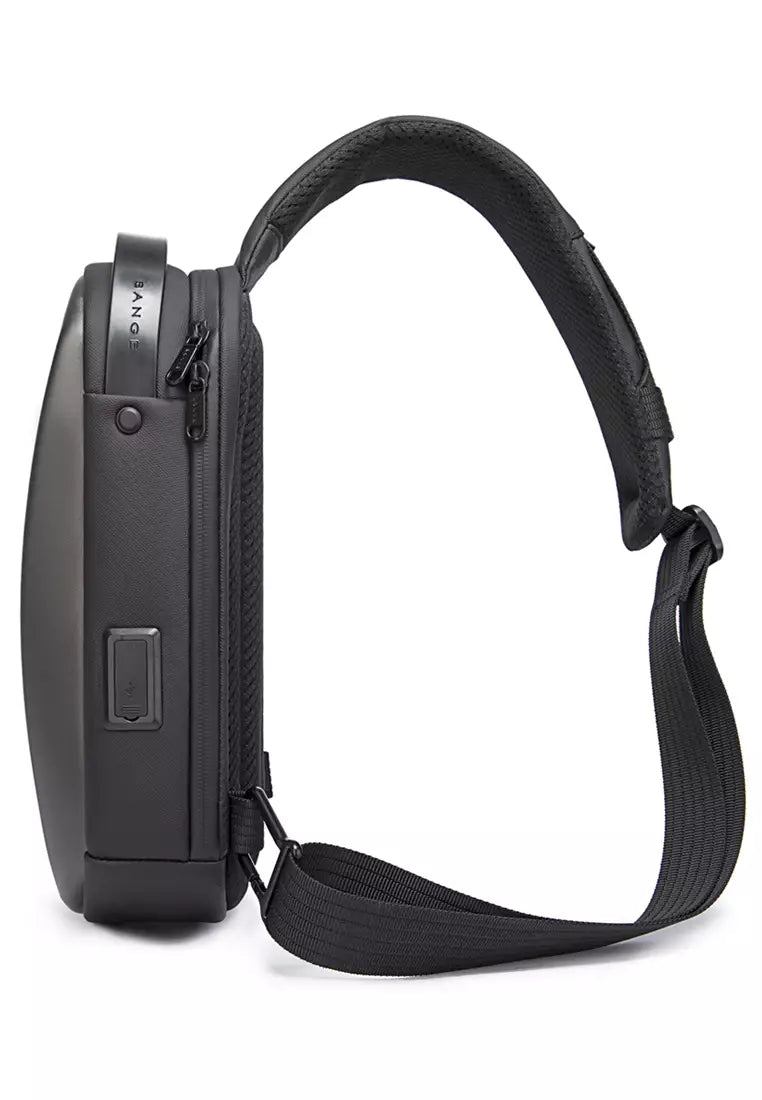 BANGE Waterproof Hard Shell Cross-Body Chest-Bag with USB Charging Port