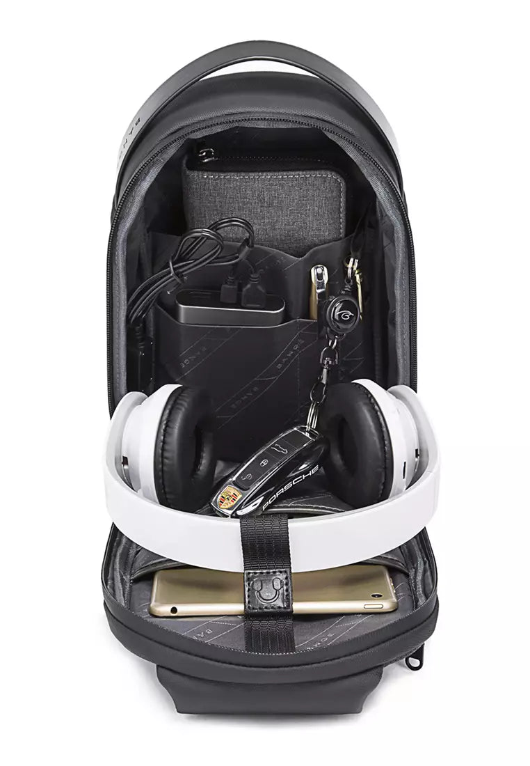 BANGE Waterproof Hard Shell Cross-Body Chest-Bag with USB Charging Port