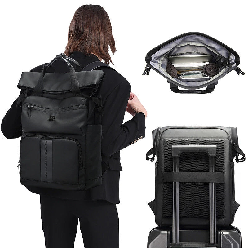 KAKA Roll-Top School Bag Laptop Rucksack Outdoor Travel Unisex Backpack