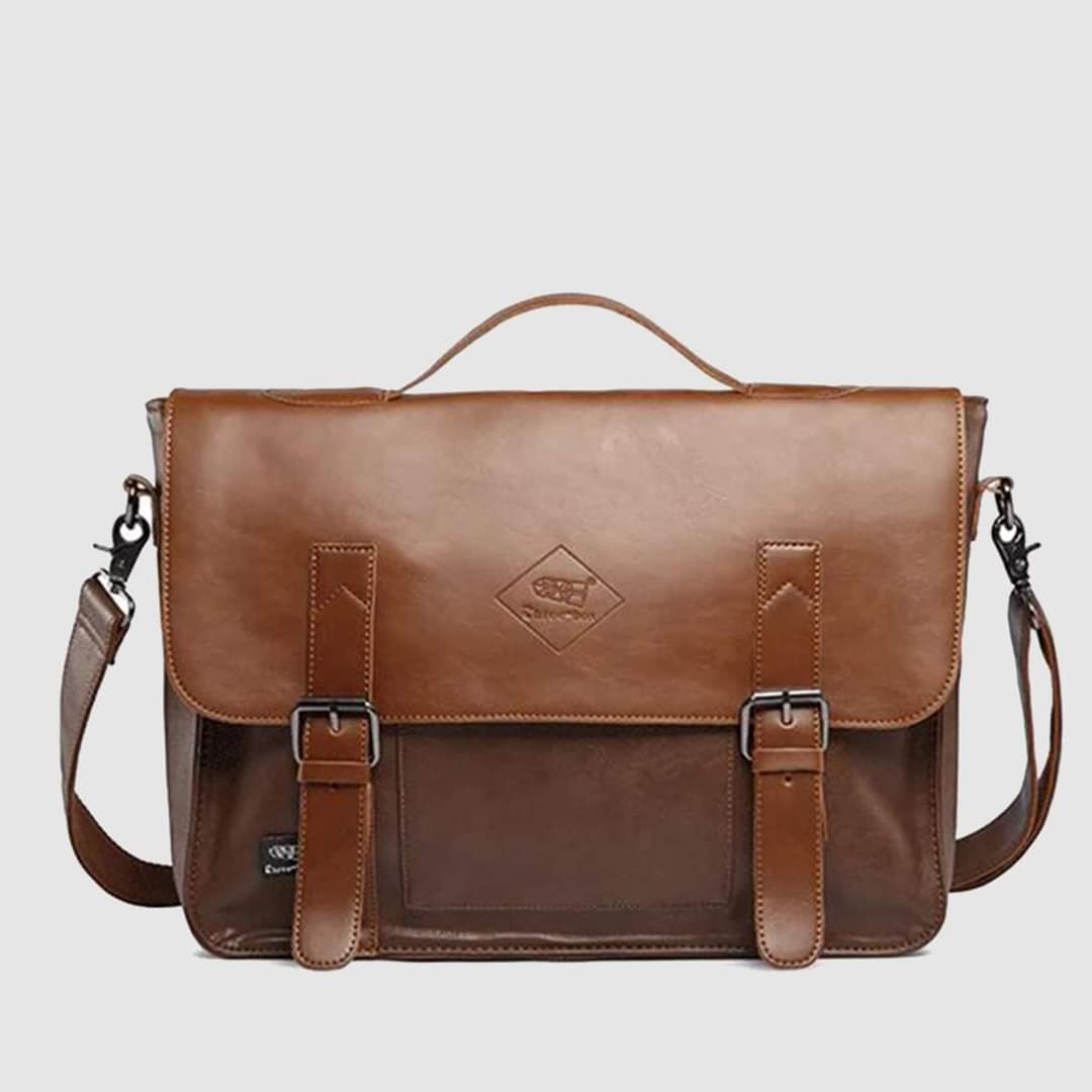 THREE-BOX Business/ Messenger Bag Classic Look Leather Shoulder Bag