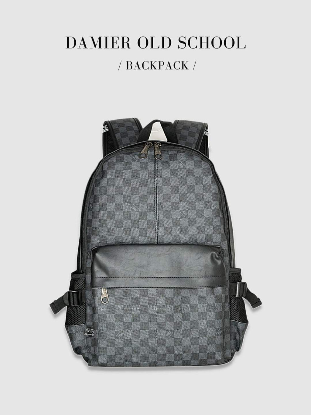THREE-BOX 15.6" Laptop Damier Classic Old-School Leather Backpack