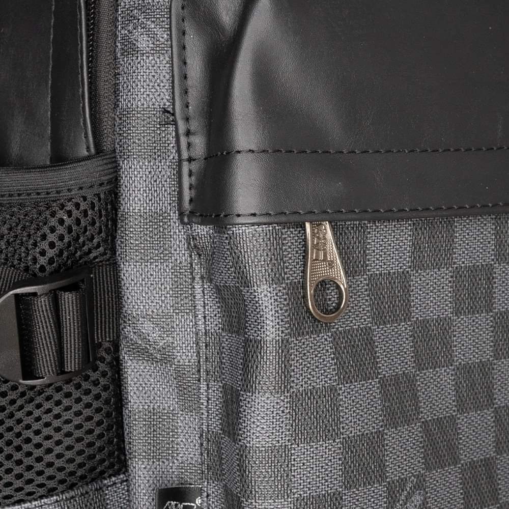 THREE-BOX 15.6" Laptop Damier Classic Old-School Leather Backpack