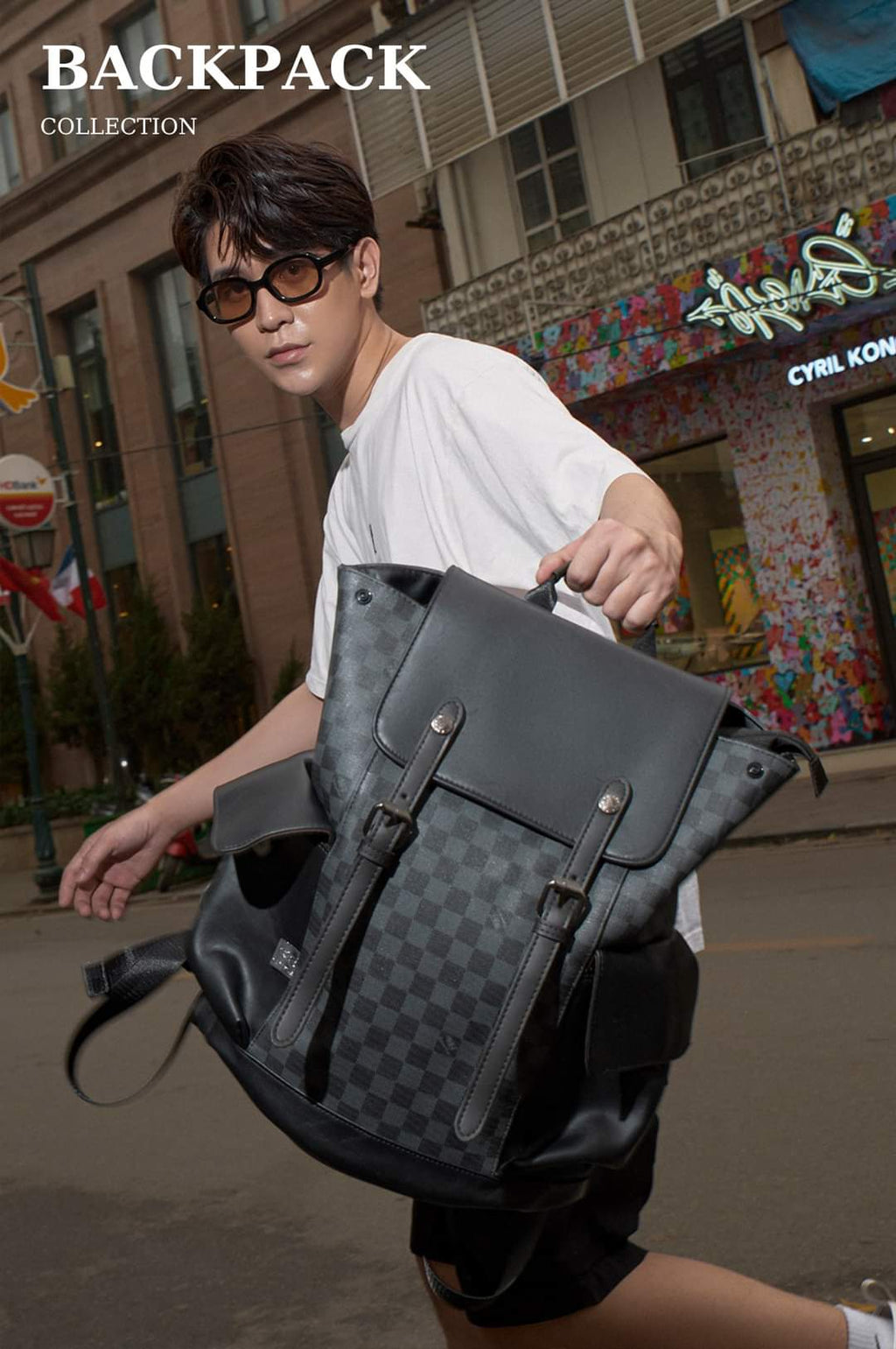 THREE-BOX 15.6" Laptop Damier Unisex Backpack Bestseller Trendy Backpack