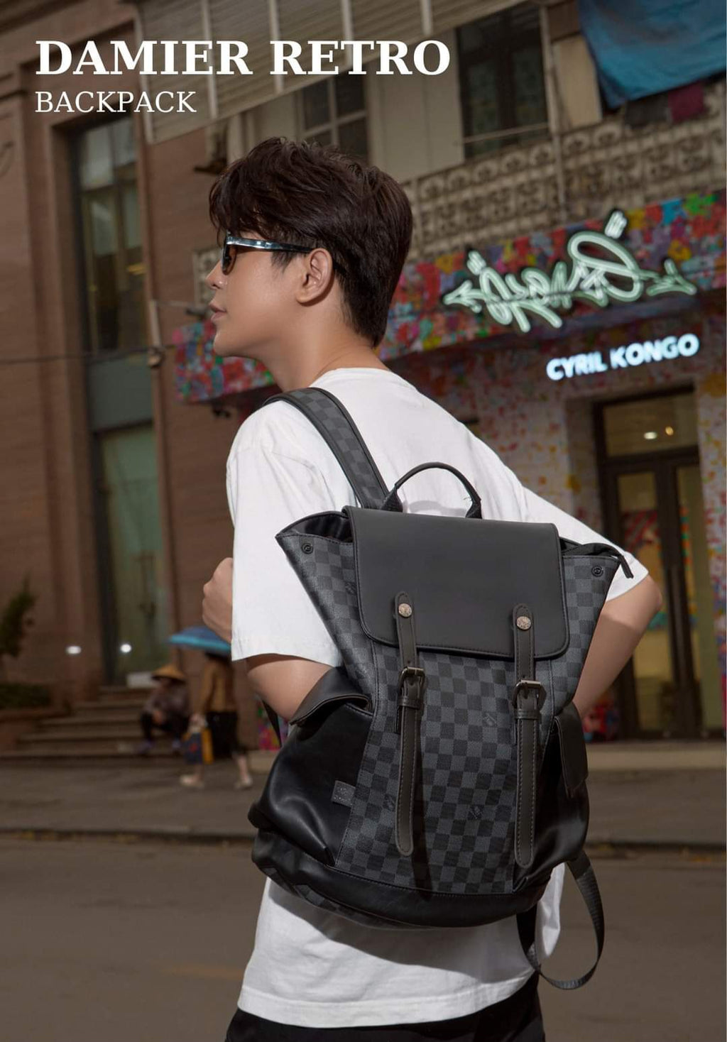 THREE-BOX 15.6" Laptop Damier Unisex Backpack Bestseller Trendy Backpack