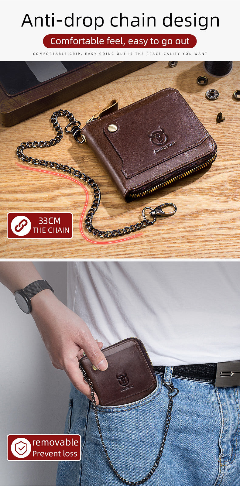 BULLCAPTAIN Bi-Fold Wallet Genuine Leather Multi Card Holder Wallet