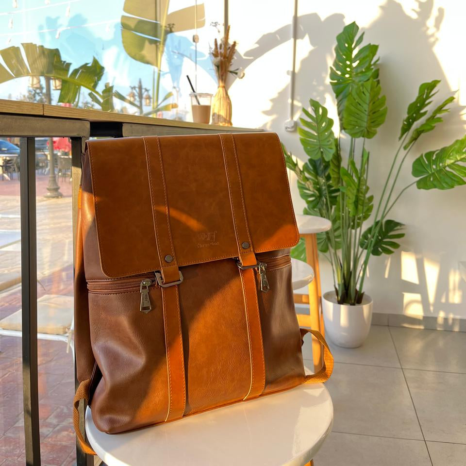 THREE-BOX Business Chic Leather Backpack 14" Laptop College Backpack