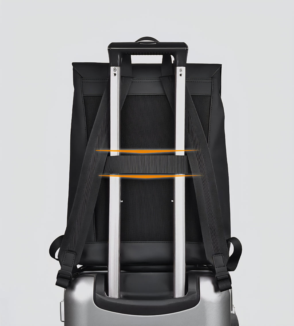 Double Hook Leather 15.6" Laptop Trendy Backpack