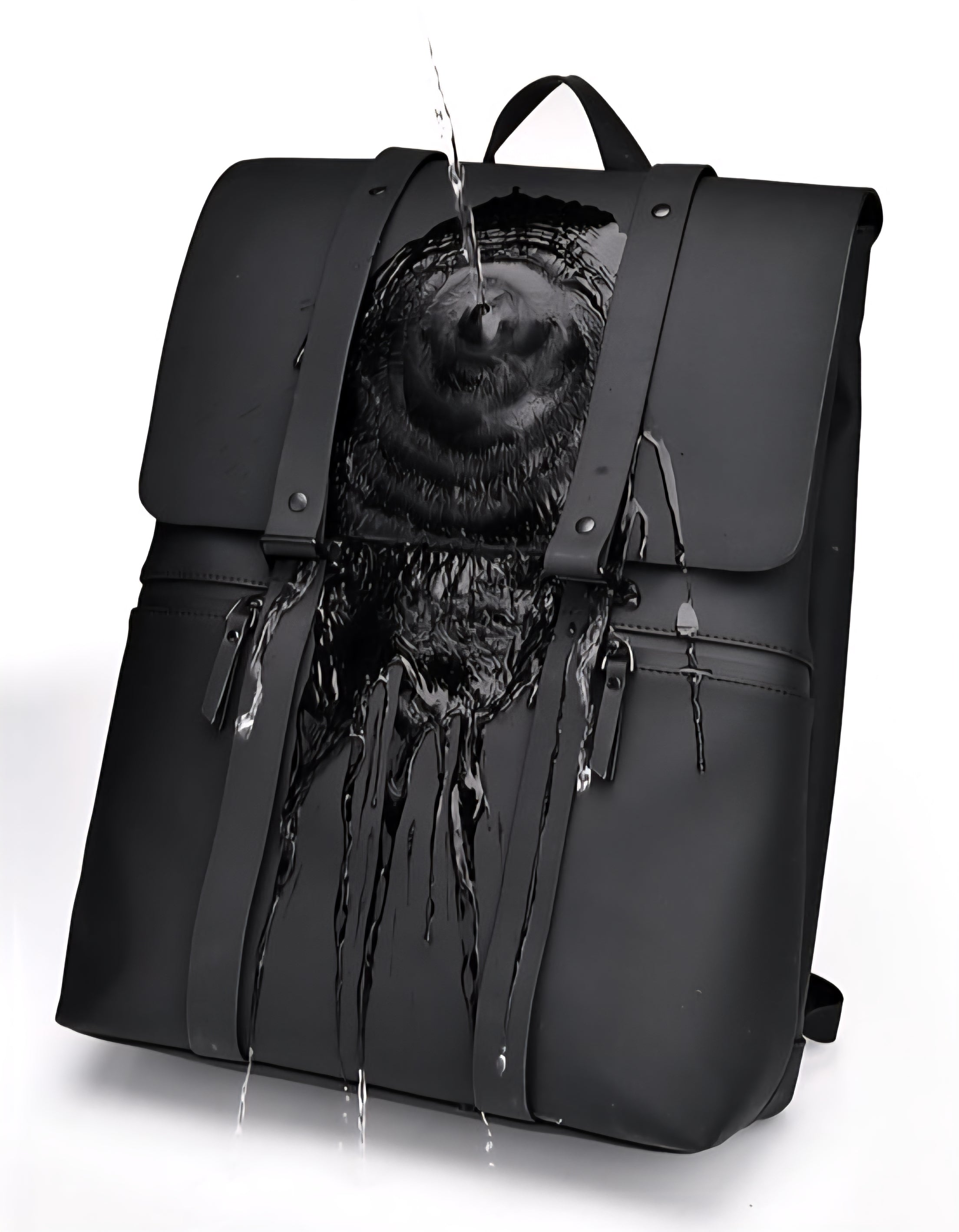 Double Hook Leather 15.6" Laptop Trendy Backpack