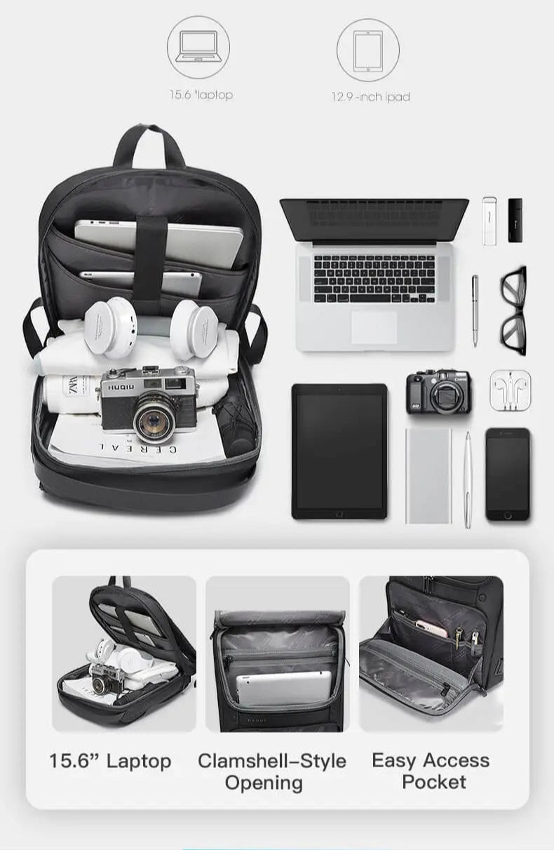 BANGE Waterproof 15.6" Laptop Compact Backpack Business School Anti-theft Backpack