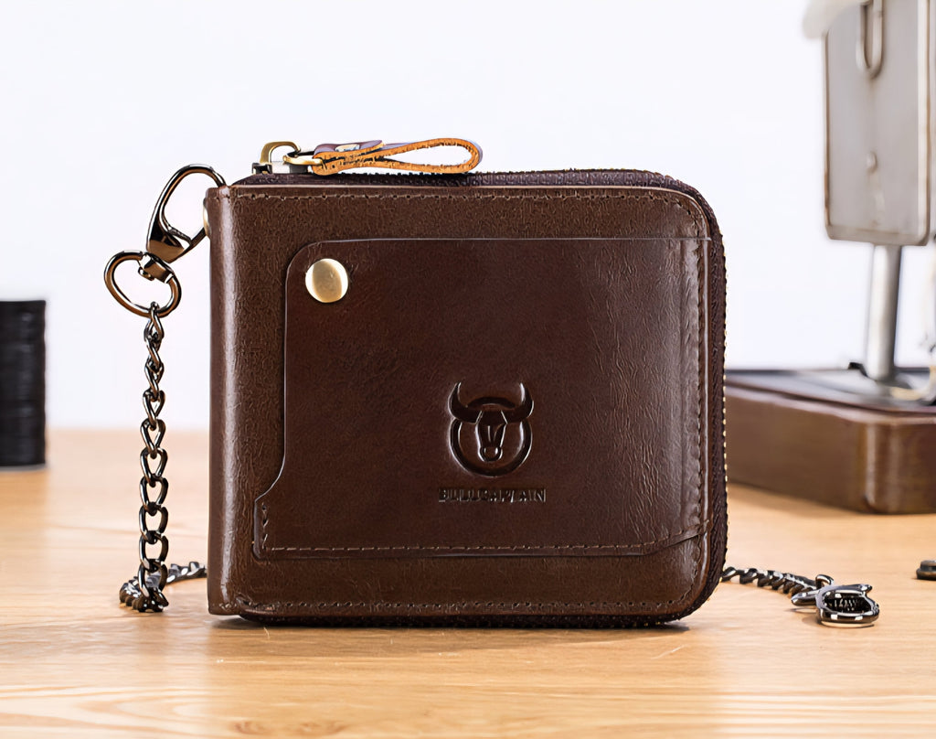 BULLCAPTAIN Bi-Fold Wallet Genuine Leather Multi Card Holder Wallet