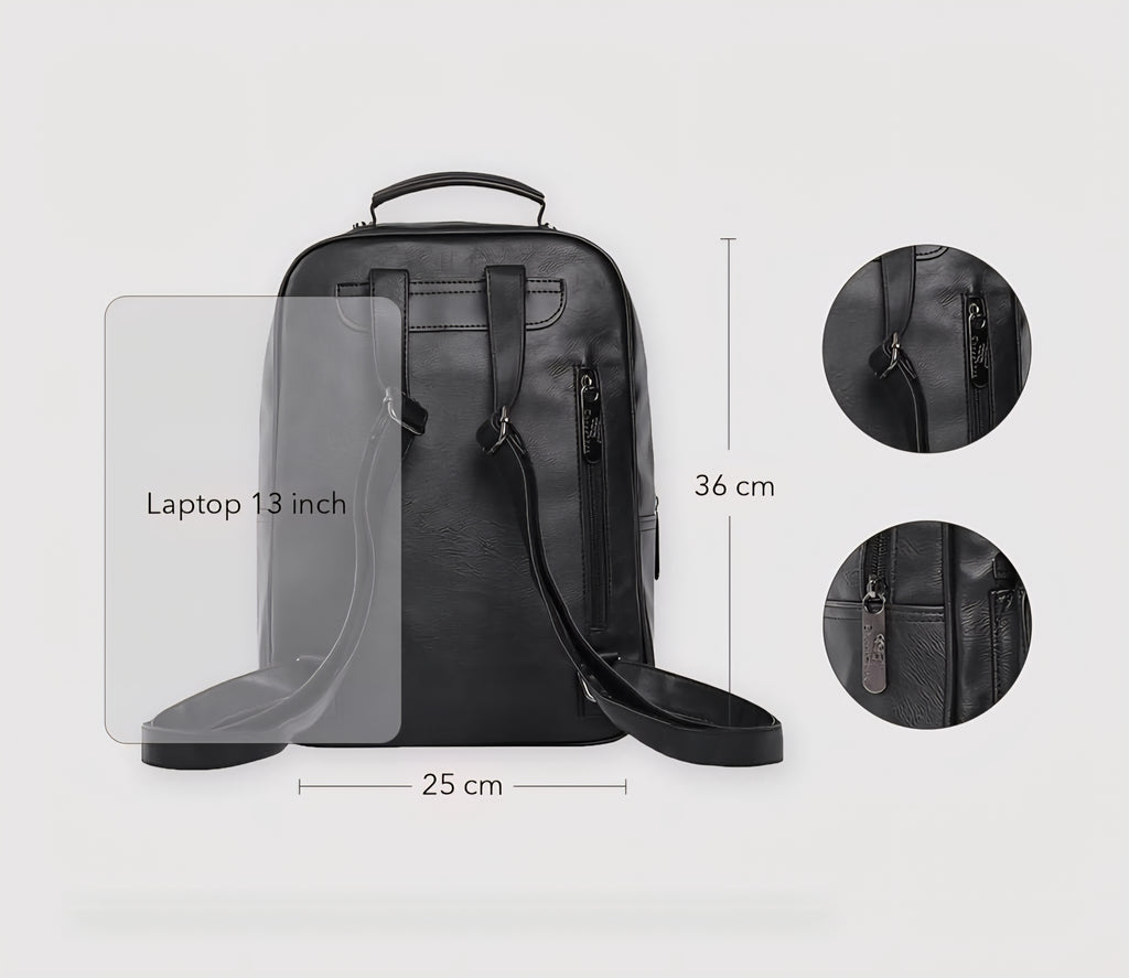 THREE-BOX Classical Fashionable Unisex Leather Mini- Backpack