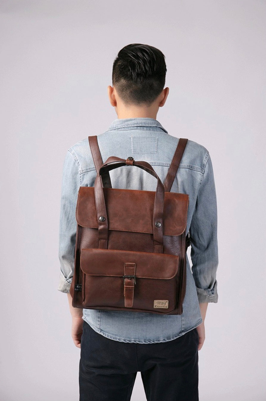 THREE-BOX Saudi Backpack Leather 14" Laptop Backpack