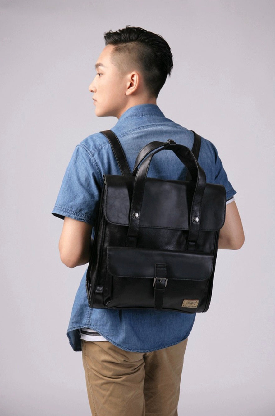 THREE-BOX Saudi Backpack Leather 14" Laptop Backpack
