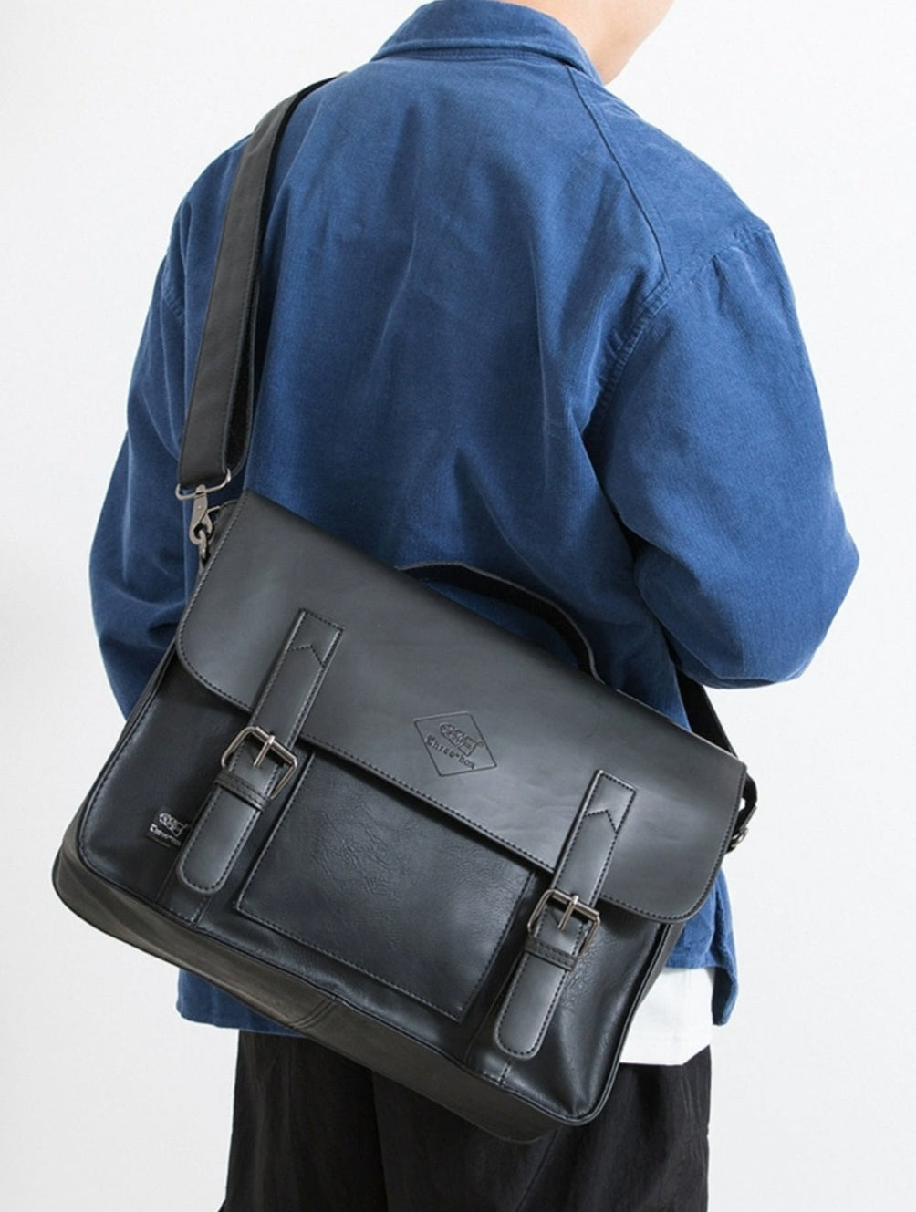 THREE-BOX Business/ Messenger Bag Classic Look Leather Shoulder Bag