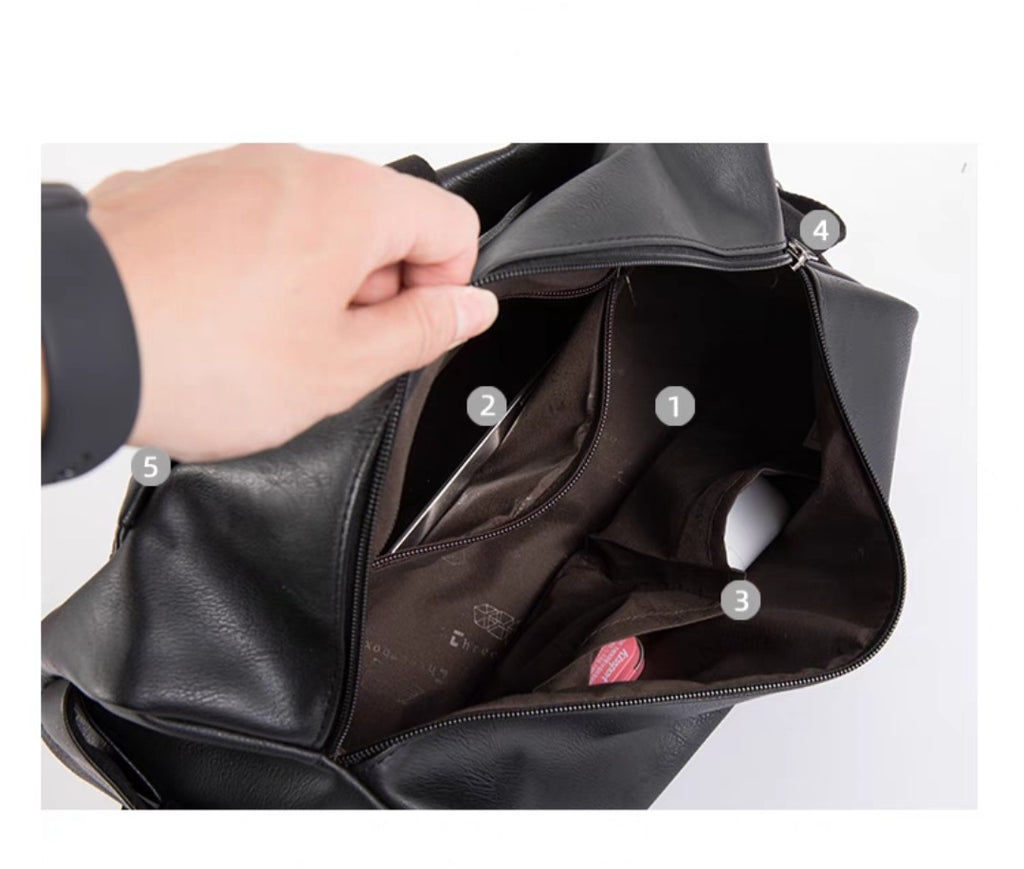 THREE-BOX Cross-Body Bag Leather Shoulder Bag