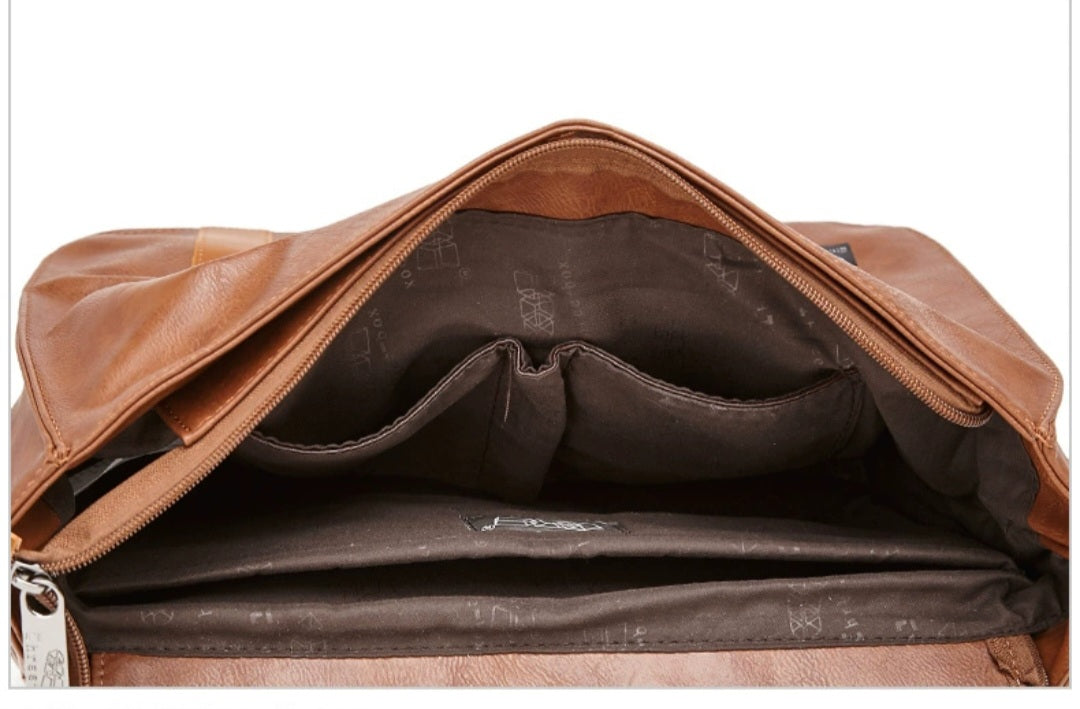 THREE-BOX Business/ Messenger Bag Classic Look Leather Shoulder Bag