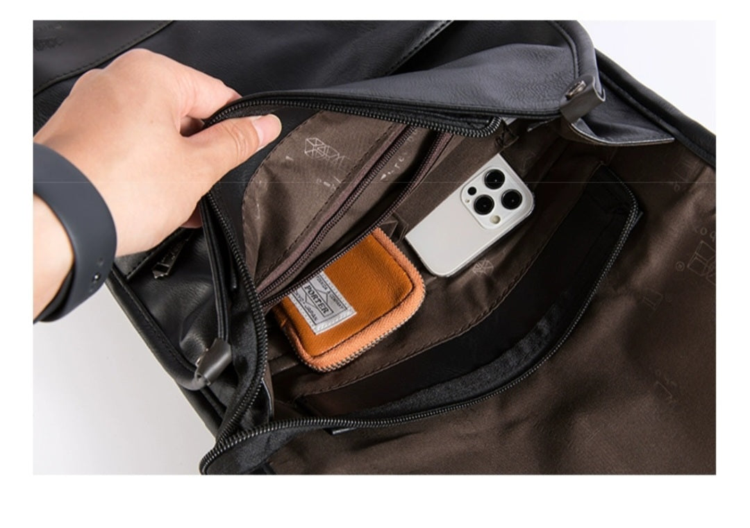 THREE-BOX Infinity Leather Backpack 14" Laptop Backpack