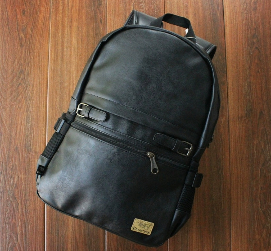 THREE-BOX 15.6"Laptop Classic Leather Backpack
