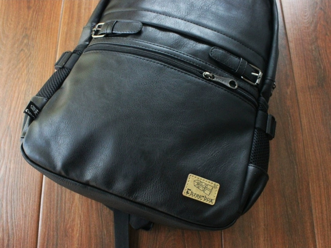 THREE-BOX 15.6"Laptop Classic Leather Backpack