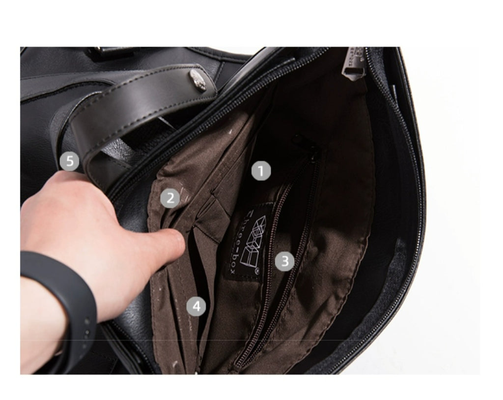 THREE-BOX Unique Fashionable Leather Backpack