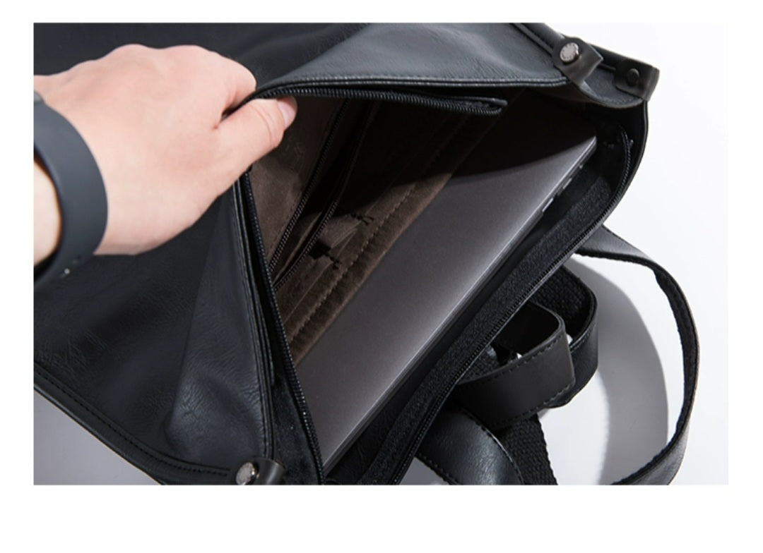 THREE-BOX Unique Fashionable Leather Backpack