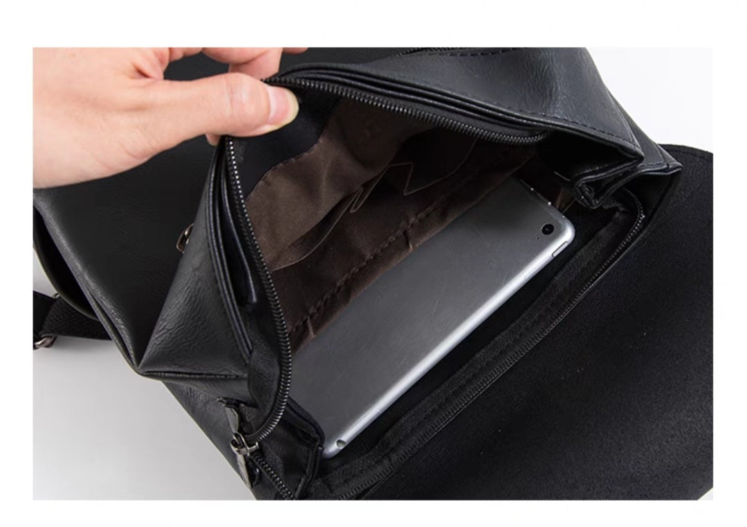 THREE-BOX Old-School Classic Chic Unisex Leather Backpack