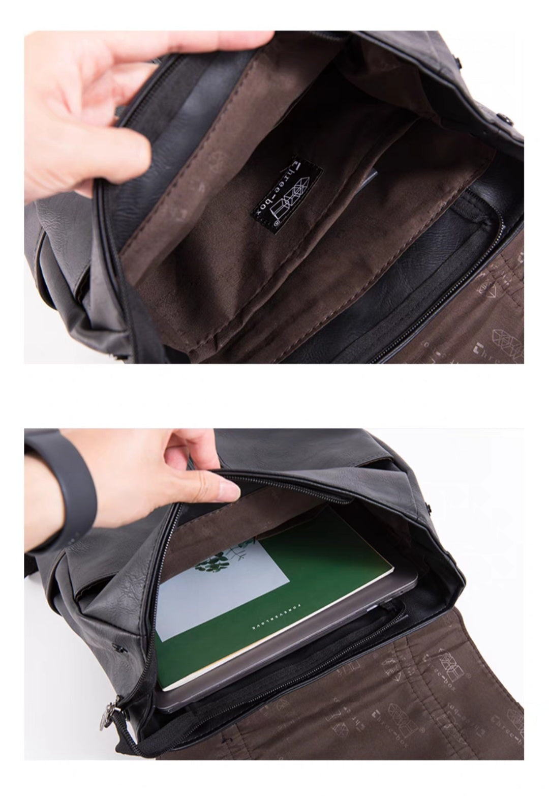 THREE-BOX Classic Chic Leather Backpack 14" Laptop Backpack