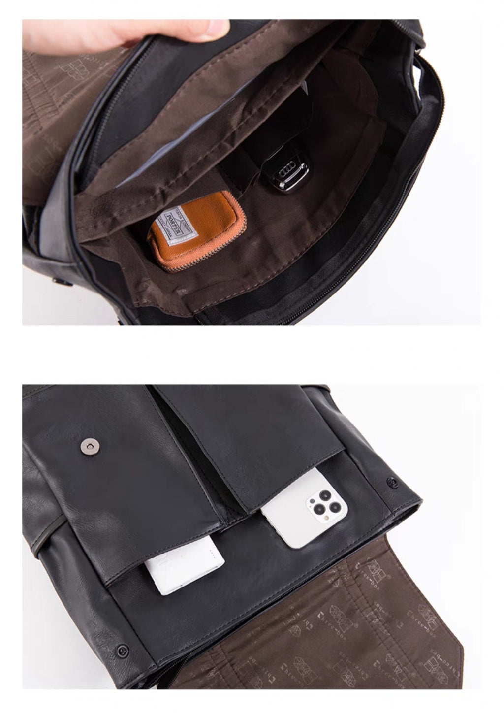 THREE-BOX Classic Chic Leather Backpack 14" Laptop Backpack