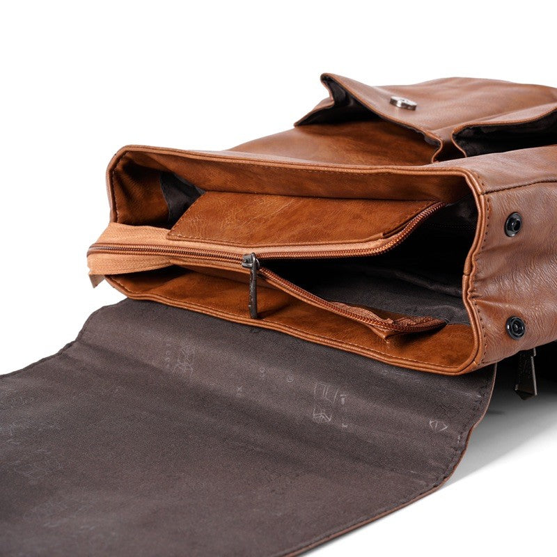 THREE-BOX Classic Chic Leather Backpack